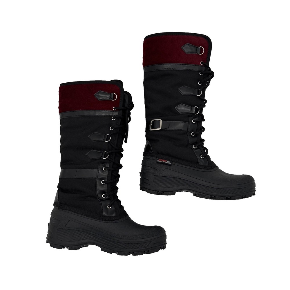 Women's 6 insulated 3M Thinsulate waterproof‎ sole Tall red & black snow boots